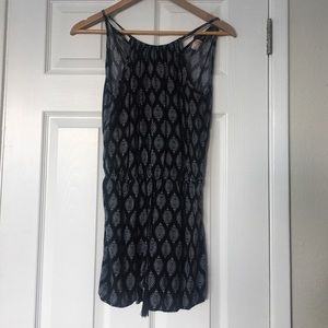 Black romper with white print